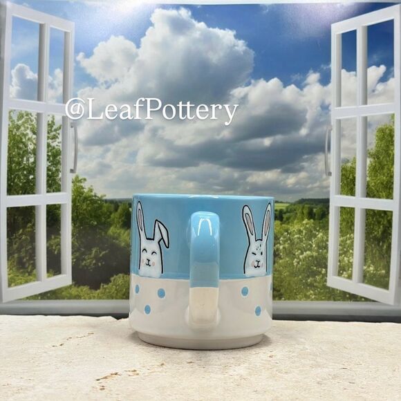 Silly Bunny Blue/ White Ceramic 20oz Mug - Picture 5 of 10